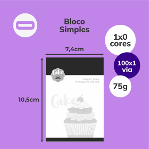 Bloco Simples 100x1 Via Papel Offset 75g/m² 7,4x10,5 cm 1x0 Sem Revestimento Blocagem / 100x1 Via 