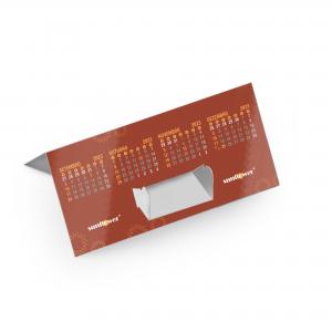 Calendário de Mesa Porta Cartão Papel Cartão 250g/m² 7,3x8 cm 4x0 Sem Revestimento Corte e Vinco / Faca Padrão 17,6x8x7,3 cm Fechado