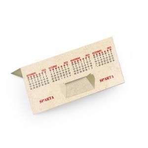 Calendário de Mesa Porta Cartão Papel Reciclato 240g/m² 7,3x8 cm 4x4 Sem Revestimento Corte e Vinco / Faca Padrão 17,6x8x7,3 cm Fechado