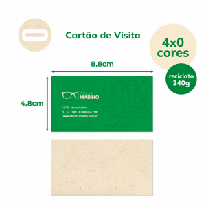 Cartão de Visita Papel Reciclato 240g/m² 4,8x8,8 cm 4x0 Sem Revestimento Corte Reto 
