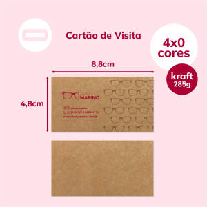 Cartão de Visita Papel Kraft 285g/m² 4,8x8,8 cm 4x0 Sem Revestimento Corte Reto 