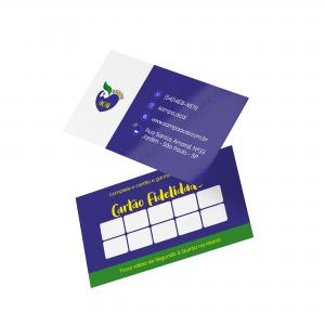 Cartão Fidelidade Papel Cartão 250g/m² 4,8x8,8 cm 4x4 Verniz Total Brilho Frente Corte Reto 