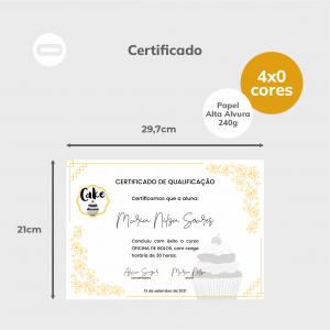 Certificado Papel Alta Alvura 240g/m² 21x29,7 cm 4x0 Sem Revestimento Corte Reto Impresso sem Dados Variáveis