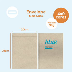Envelope Meio Saco Papel Reciclato 90g/m² 20x28 cm 4x0 Sem Revestimento Corte e Vinco / Colagem / Faca Padrão 