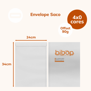 Envelope Saco Papel Offset 90g/m² 24x34 cm 4x0 Sem Revestimento Corte e Vinco / Colagem / Faca Padrão 