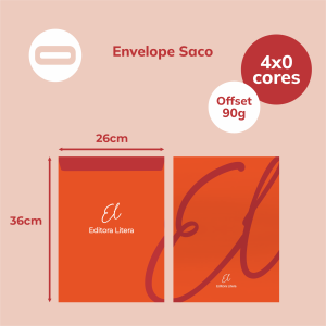 Envelope Saco Papel Offset 90g/m² 26x36 cm 4x0 Sem Revestimento Corte e Vinco / Colagem / Faca Padrão 