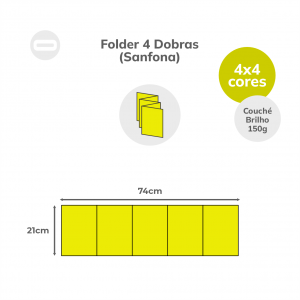 Folder 4 Dobras (Sanfona) Papel Couché Brilho 150g/m² 21x74 cm Aberto 4x4 Sem Revestimento 4 Dobras Sanfona 