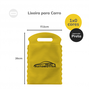 Lixeira para Carro TNT Amarelo 17,5x26 cm 1x0 Sem Revestimento Impressão em Preto 