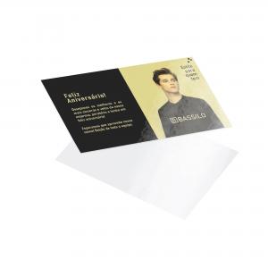 Postal Papel Cartão 300g/m² 8,8x14,8 cm 4x0 Verniz Total Brilho Frente Corte Reto 
