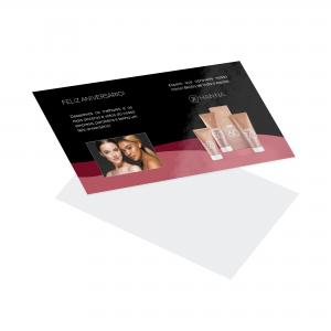 Postal Papel Cartão 250g/m² 9,8x17,8 cm 4x0 Verniz Total Brilho Frente Corte Reto 