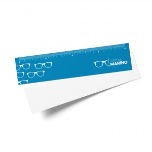 Régua Papel Cartão 300g/m² 4,8x21,1 cm 4x0 Laminação BOPP Fosca Frente e Verso com Verniz UV Local Frente Corte Reto 